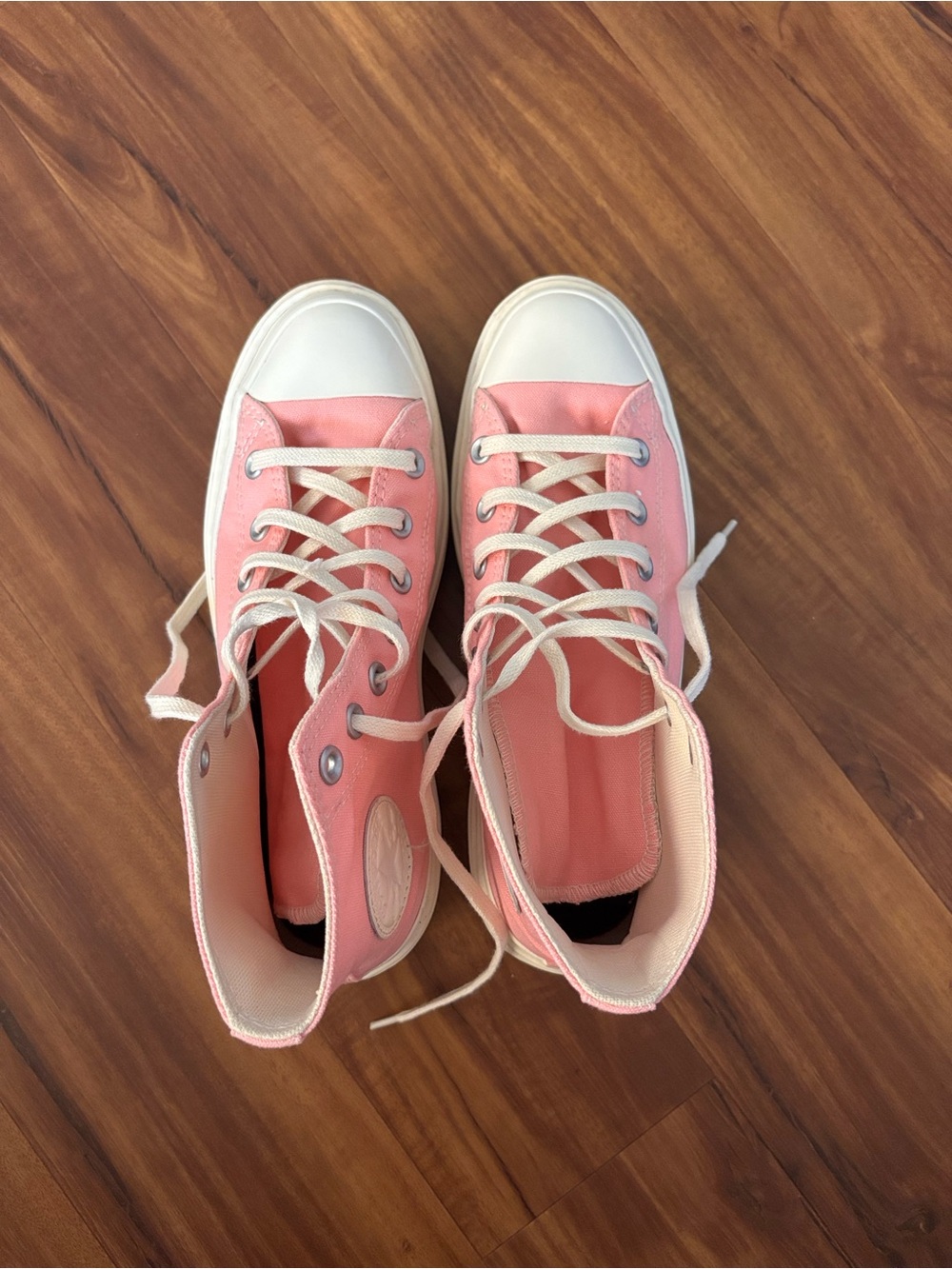 Converse Pink High-Top Canvas Sneakers with White Toe Caps